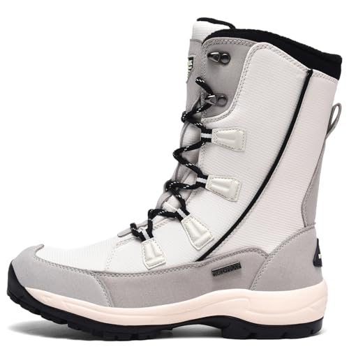 ROCKMARK Mens Winter Mid-Calf Snow Boots Fur Lined Warm Waterproof Slip On Outdoor Athletic Snow Boots2