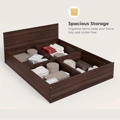Image of Interio by Godrej EWA Engineered Wood King Bed and 3-Door Wardrobe Set (Finish Color - Brown, Knock Down)