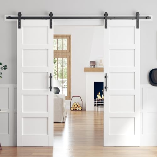ROYMELO Double 24×84 Inch White Sliding Barn Door Slab with