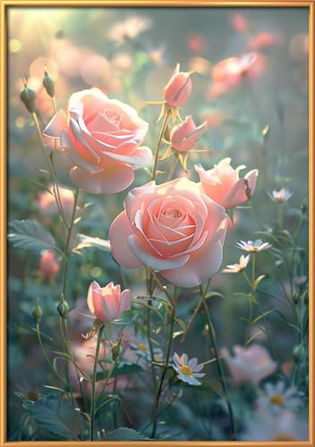 Image of Leczany Cross Stitch Patterns Stamped Kit for Beginners | Embroidery Supplies DIY Craft Kit Needlepoint for Adults Starter | 11CT, 3 Strands | Pink Rose 15.8x22.8 inches