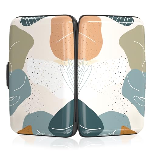 Image of Rimilak Aluminuml Credit Card Holder, Mini Credit Card Wallet RFID Blocking Slim Metal Hard Case for Women Men, Modern Abstract Art