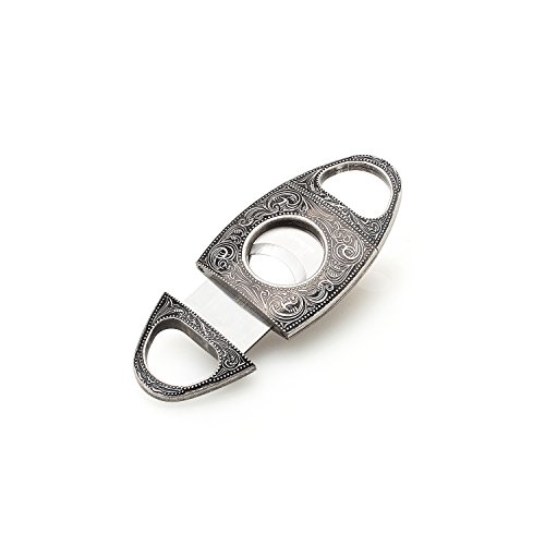 JIFENG Cigar Cutter - Vintage Silver Floral Small Studs Western Engraved - Duty