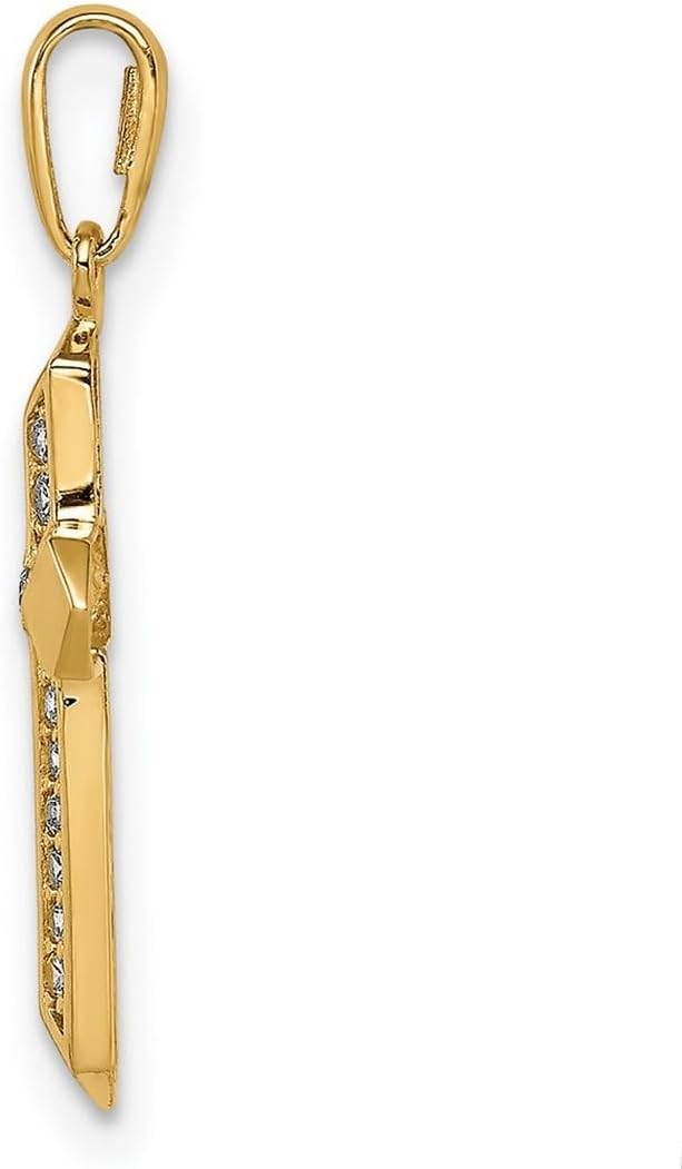 JewelryWeb 14k Solid Yellow Gold Religious Faith Cross Cubic Zirconia Pendant Necklace 22x11.5mm Wide Pendant for Women - Image 3