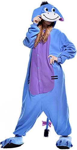 ZKomoL Pyjamas Onesies Cosplay Adulte Unisexe Animaux Halloween Costume Robe Loungewear (Âne, XL)