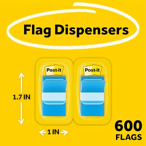 Post-it Flags, 1 x 1.7 in, Blue, 12 Dispensers, 50 Flags/Dispenser - image 2