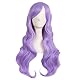 MapofBeauty 28 Zoll/70cm Seitenscheitel Pony Charmante Frauen Lange Lockige Volle Haar Gewellt Perücke (Hell Lila)