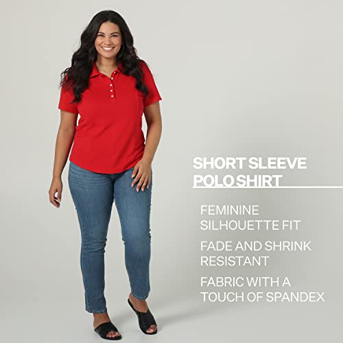 Riders By Lee Indigo Women's Plus-Size Morgan Short Sleeve Polo Shirt, Black Soot, 2X #TOP4