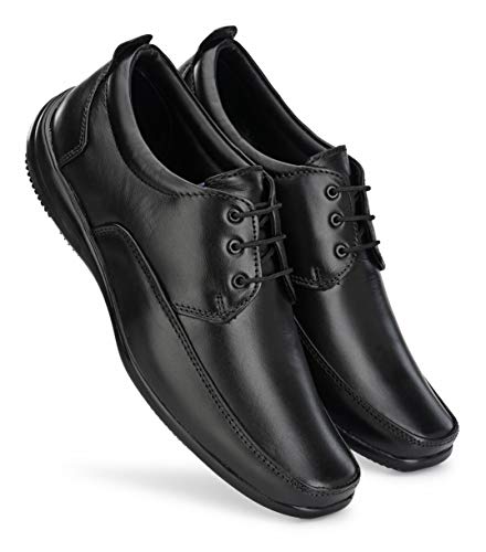 Image of MACTREE Men's Genuine Leather Lace Up Shoes for Formal Wear (Black Colored)