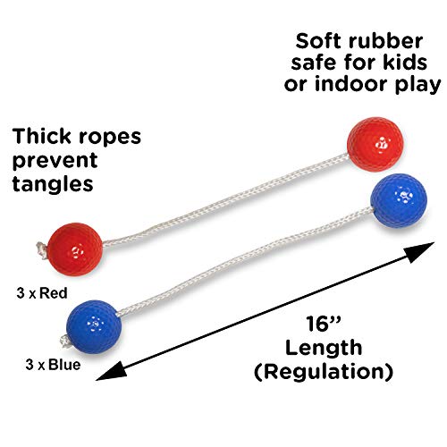 Qi Mei Ladder Ball Toss Game Family Outdoor Replacement Ladder Balls Bolos Bolas Golf Balls Red and Blue - Thumbnail 5
