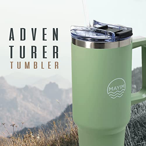 Mayim 40 Ounce Adventurer Quencher Stainless Steel Vacuum Insulated Tumbler With 2-In-1 Lid | For Water, Iced Tea Or Coffee, Smoothie | Maintains Cold, Heat, And Ice For Hours #TOP1