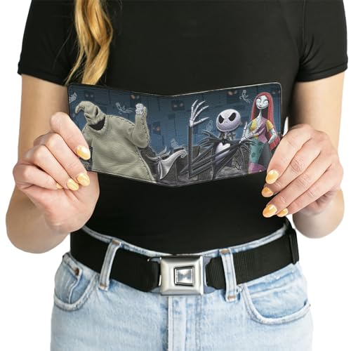 Image of Buckle-Down Mens Pu Bifold Bi-Fold Wallet, Grey, White & Blue, 4.0 X 3.5 US