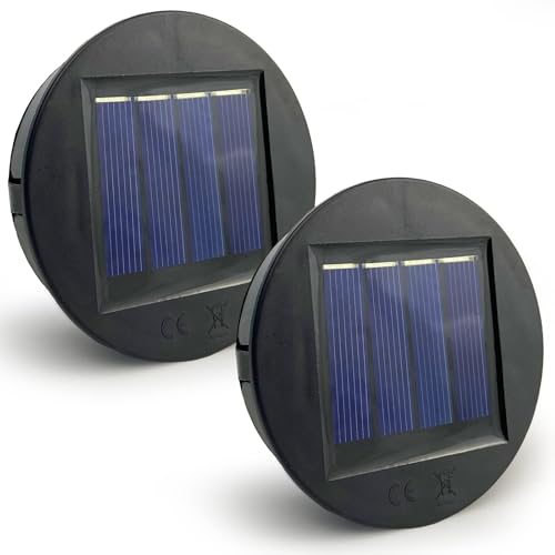 HELESIN Solarleuchten Ersatzteile 2 Stück, 8cm 1.2V 600mAh Solarleuchten Ersatz, IP65 Wasserdichte Solarpanel Solarleuchten Ersatz Solarmodul für Gartenleuchten Solarlampen Laterne Deckel DIY
