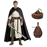 FSUJWOA Renaissance Kapuzenumhang mittelalter kleidung herren Hexenmantel mit Kapuze umhang (Schwarz-2, Stil-1)