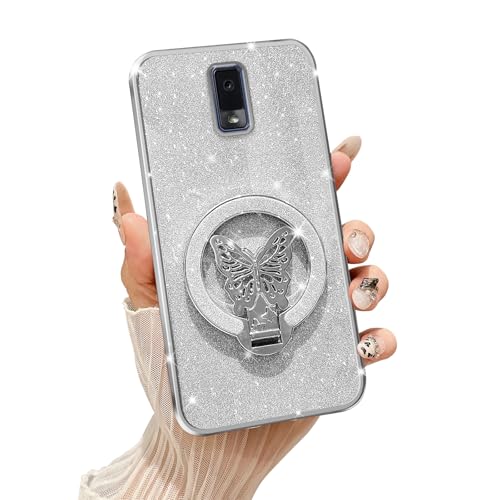Coque pour Blu View 3 avec support paillettes argent cadeau idéal femme