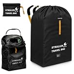 chwigo Extra Large Stroller Travel Bag for Airplane – Universal Pushchair & Pram Gate Check Bag, Waterproof Oxford Fabric with Shoulder Strap, Foldable Storage Cover for Flights (Black/Orange)