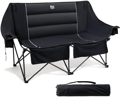 TIMBER RIDGE Silla de camping plegable para 2 personas, silla ple...