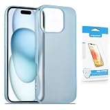 N NEWTOP Cover CV60 Compatibile per Apple iPhone 15, Custodia TPU Gel Silicone Ultra Fina Sottile Slim 0.8mm Flessibile Morbida Case Protezione Fotocamera Anti Urto (Azzurro +1 Pellicola)