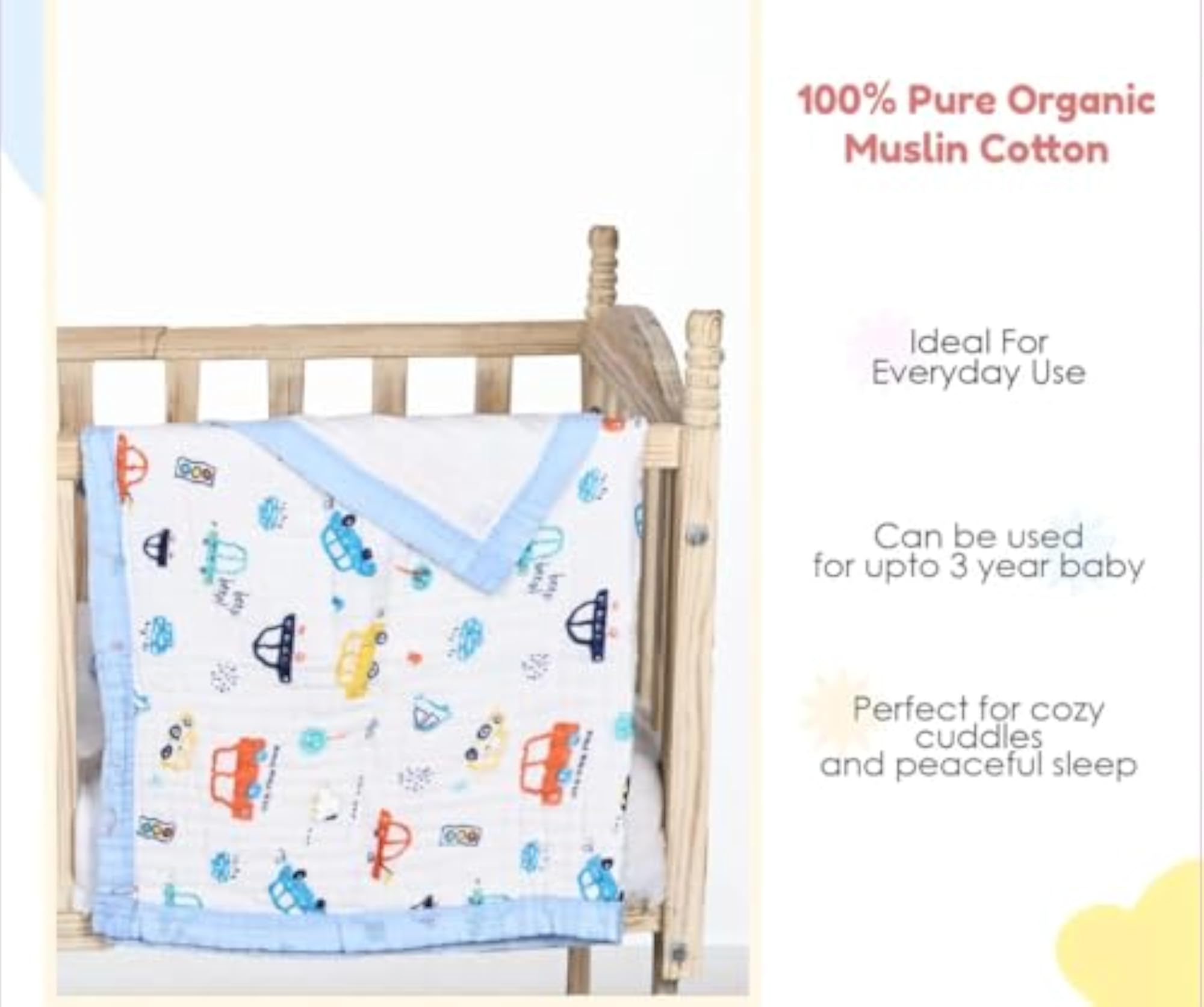 Baby Muslin 6 Layer Blanket, 100 x 100 cm, Soft & Gentle