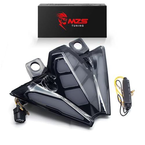Image of MZS Motorcycle Tail Light LED Turn Signal Integrated for EX 500 EX500 24-25 | Rear Blinker Running Taillight Assembly, Stop Brake Light, Waterproof Dustproof Smoke Lens, Amber Red Dual Color Lamp