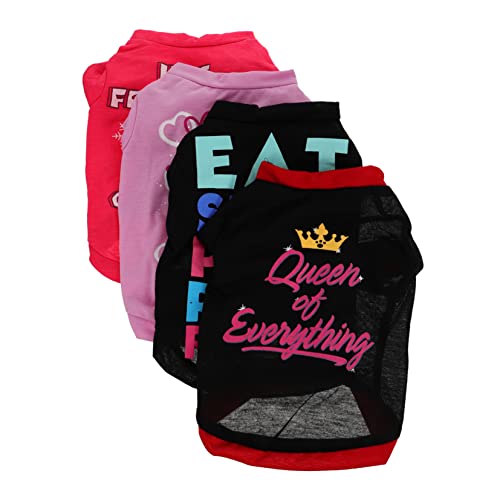 LIOOBO 4個 ペットベスト 小型犬用ペット服 ダックスフンド ペットシャツ 犬の防水コート 犬シャツ衣装 犬用レインコート防水 子犬のセーター 犬パーカー 犬服 ポリエステル綿