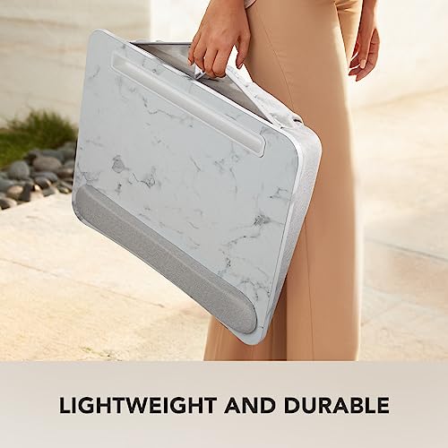 Huanuo Lap Laptop Desk - Portable Lap Desk With Pillow Cushion, Fits Up To 15.6 Inch Laptop, With Anti-Slip Strip & Storage Function For Home Office Students Use As Computer Laptop Stand - Marble #TOP5