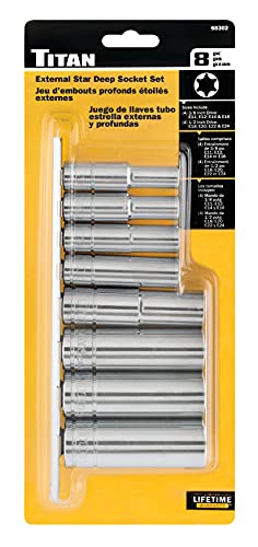 Titan 68302 8-Piece 3/8-Inch And 1/2-Inch Drive External Star Deep Socket Set #TOP1