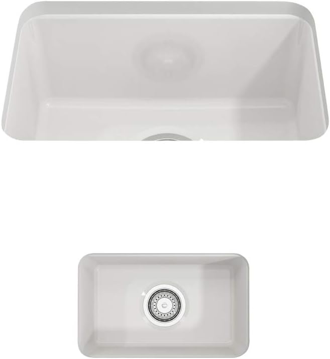 BOCCHI Sotto Dual-Mount Fireclay 12 in. Single Bowl Bar Sink with Strainer in White