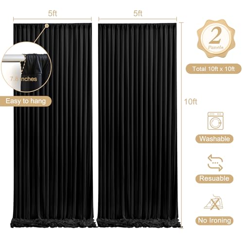 Cortinas Telón Negro con Luces 10x10 ft para Foto miniatura 4