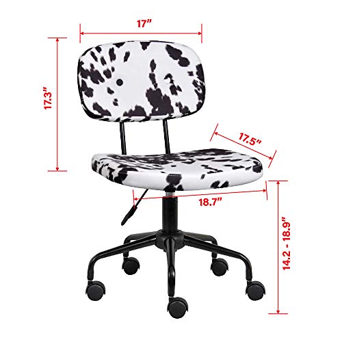 Gia Barnyard Holstein Cow Pattern Home Office Task Chair Without Arms, Metal, White And Black #TOP2