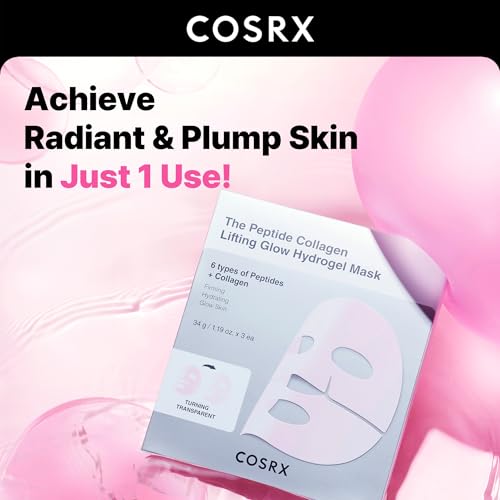image for COSRX Pink Peptides Collagen Lifting Glow Hydrogel Face Masks Skincare