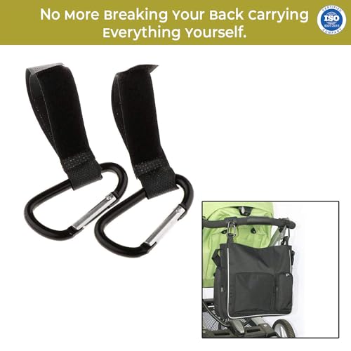 Image of Safe-O-Kid Strong Metal Non-Slip Buggy /Pram Clips (Pack of 1) - Universal Stroller Hooks for Bag Holder, Durable & Secure- Black