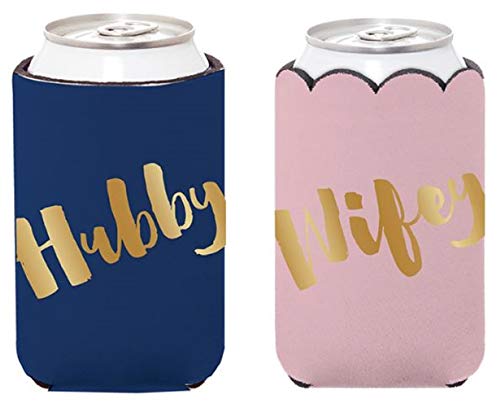 Slant Collections Insulated Can Cover-Set of 2, 4 x 5.2-Inch, Wifey Hubby