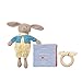 Manhattan Toy Petit Artiste Bunny Doll, Soft Book, & Wooden Teether Baby Soothing Gift Set Medium