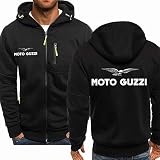 HAOZAILIN Herren Hoodies Jacke – Moto Guzzi Print Lässige dünne Sweatshirts Pullover Durchgehender Reißverschluss Langarm mit Kapuze Sport Tops Mäntel-Black||M