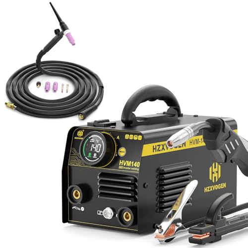 Image of H HZXVOGEN 140A MIG Welder with WP17V TIG Torch, 110V 220V Gasless MIG/Lift TIG/Stick Welder Machine 3 in 1 with Synergic, IGBT Inverter Portable Flux Core Welder Equipment MIG Welding Machine