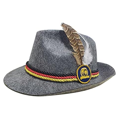 Adisno Oktoberfest Traditional Hat, Bavarian Felt Hat, Bavarian Felt Hat with Feather, One Size - Ideal for Fancy Dress Accessory, Oktoberfest Cover