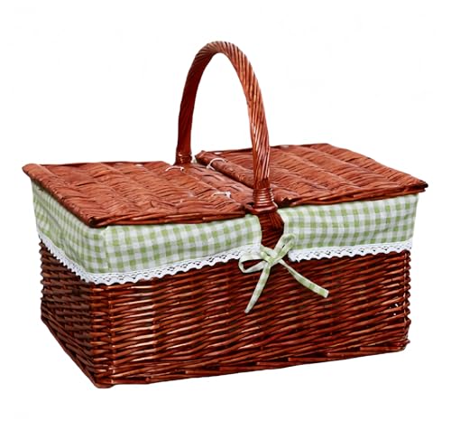 SOYDAN ピクニックバスケット ポータブル籐ラタン屋外ピクニックバッグ