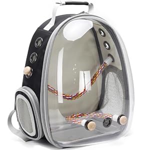 Rucksack für Vögel, Bubble Bird Travel Carrier Rucksack mit Edelstahl-Tablett und Stehstange