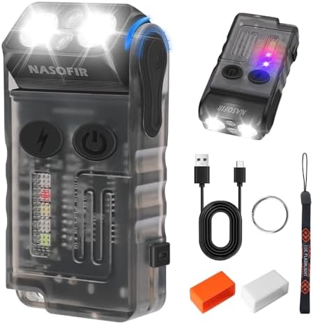 V20 Small Powerful EDC Flashlight, High Lumens 1000 LM USB C Rechargeable Mini LED Keychain Pocket LED Flash Light with Clip, COB Side Light, Magnetic Base & Beeping Alarm - 14 Modes, IP67