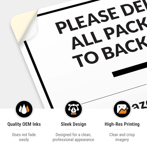 Image of Package Delivery Sign, Delivery Instructions Deliver All Package to Back Door Right Arrow Sign, 10x7 Inches, 4 Mil Vinyl Decal Stickers Weather Resistant, Made in USA