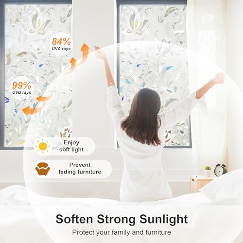 Película decorativa de ventana con diseño 3D y efecto arcoíris miniatura 4