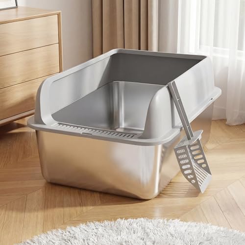 Arenero para gatos de acero inox. tamaño grande con tapa miniatura 6