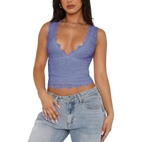 REORIA Sexy V-Neck Sleeveless Crop Top Cover