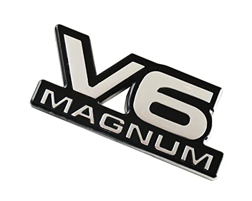 Image of 2Pcs V6 Magnum Emblems Fender Door Nameplate 3D Badge Stickers Logo 1500 Van Fit for Durango V6 (Chrome)