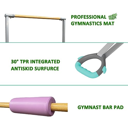 Kechery Foldable & Moveable Gymnastics Horizontal Bar With Rings,3’To 5’Adjustable Height Expandable Junior Kip Bar For Home,Indoor Gym Equipment For Kids thumb #1