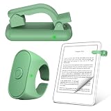 Upgraded Remote Control Page Turner Ring for Kindle Paperwhite Oasis Scribe Kobo eReaders, Case-Friendly Page Turner Clicker for iPad Tablets Reading Novels with Storage Hard Case (Green)
