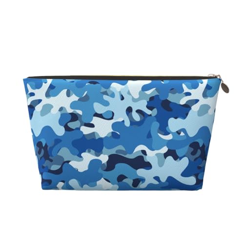GVYGVY Piccola borsa da viaggio organizer in pelle - Blue Sky Camo Print Travel Toiletry Bag per donne e uomini, organizer per borsa con cerniera