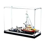 Acrylic Display Case for Lego 21350 Jaws Model，Dustproof Box, Transparent Box, Model Collection Storage Display Case-Compatible with Lego 21350 (Case Only) (Black Frosted Base) -  YANGJIAN