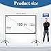 Projector Screen with Stand, Qoolfoto 100 Inch Portable Projector Screen & Tripod, Indoor Outdoor Projection Screen 16:9 4K HD Wrinkle-Free Movie Screen with Carry Bag for Backyard Party Home Theater