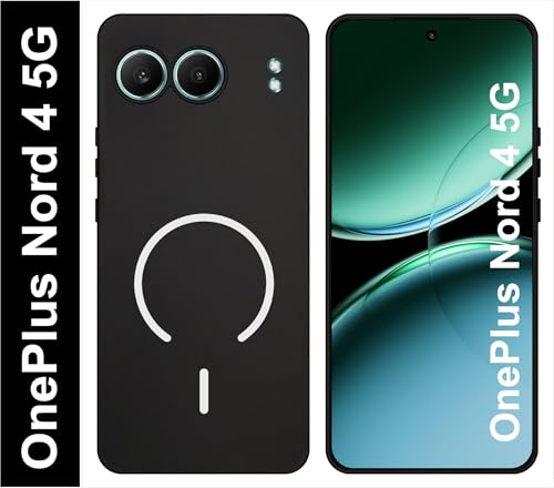 Image of SBMS Silicone Back Cover Case for OnePlus Nord 4 5G | Soft Micro-Fibre Lining Inside | Magsafe Print On Back Side Camera Protection Bump | Shockproof Case OnePlus Nord 4 5G (Black)
